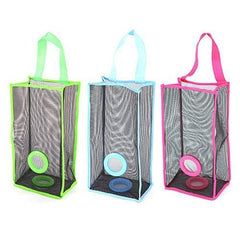 RKPM HOMES Wall Mount Plastic Bags Holder Hanging Grocery Bag Container Plastic Grocery Bag Saver Mesh Grocery Bag Dispenser for Kitchen Bathroom Office Blue (Large Size: 48 X 20 X 10 cm)