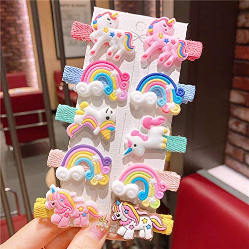 RKPM HOMES Baby Girl Hair Clips for Girls Hair Barrettes for Girls, Baby Girl Hair Accessories for Girls, Baby Hair Clips for Girls RainBow Unicorn (10 Pcs)