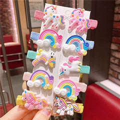 RKPM HOMES Baby Girl Hair Clips for Girls Hair Barrettes for Girls, Baby Girl Hair Accessories for Girls, Baby Hair Clips for Girls RainBow Unicorn (10 Pcs)