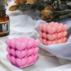 RKPM HOMES Bubble Candle Molds I 3D Fondant Heart Shape Cube Silicone Wax Mould I Succulent Molds I for DIY Handmade Chocolate, Mousse, Dessert Soy Wax, Beeswax, Soap, Polymer Resin Art Craft Making ( Mold Size 6 X 6 X 6 CM ) Small