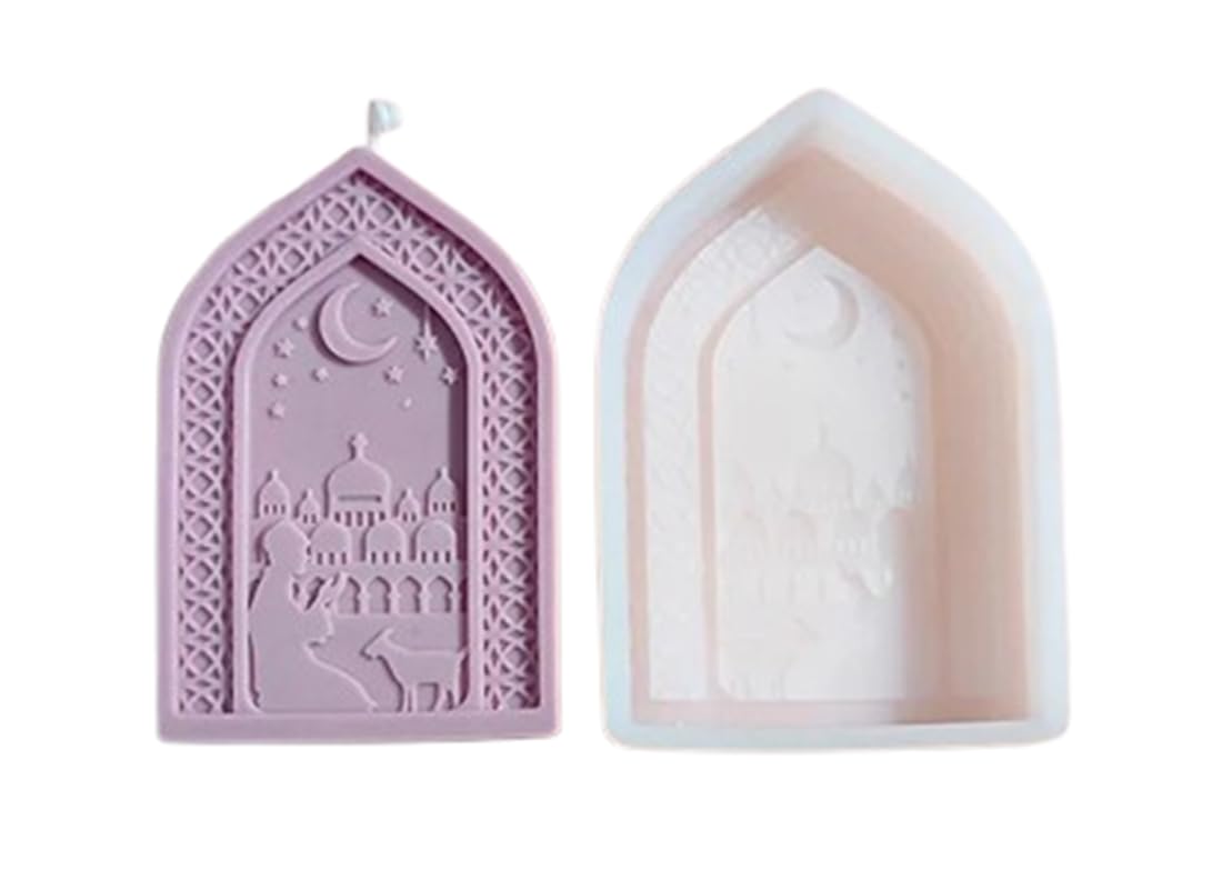 RKPM HOMES Classical Villas Palace Candle Mold I 3D Arabian Gate Castle Shape Casting Silicone Epoxy Mould I for DIY Handmade Ornament Aromatherapy Cake Décor Soap Resin Art Craft Home Decoration (Isha Gate)