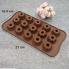 RKPM HOMES Donut Flower Shape Chocolate Mould | Silicone Candy Mold | Baking Tools For Cake Chocolate Candy Ice Jelly | Cake Baking Moulds | Bakeware Molds | Brown 15 Cavity,10X10X10 Cm