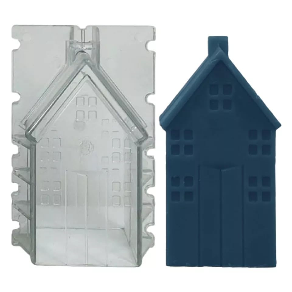 RKPM HOMES Candle Mould I 3D Fondant House Shape Polycarbonate Scented Mold I for DIY Handmade Cake Décor Aromatherapy Soap Candles Making Art Craft Home Wedding Dinner Party Decoration (B)