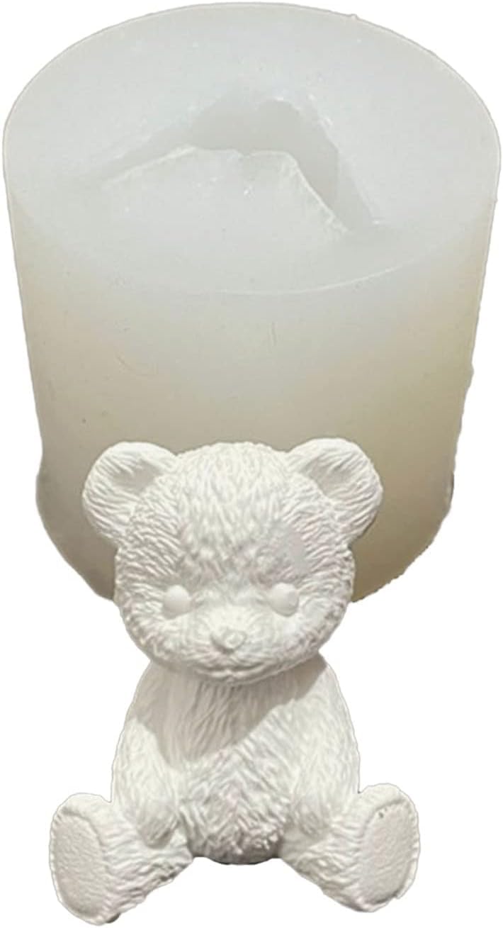 RKPM HOMES Cute Animal Candle Mold I 3D Sitting Teddy Bear Shape Silicone Scented Epoxy Mould I for DIY Handmade Ornament Cake Décor Aromatherapy Soap Resin Art Craft Making Home Decoration (Small)