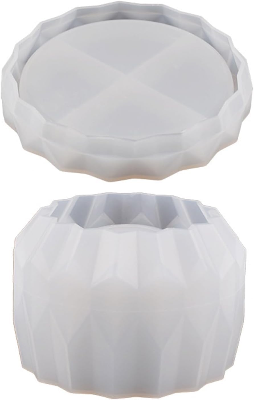 RKPM HOMES Box Resin Molds I Crystal Drip Round Silicone Epoxy Casting Mould with Lid I for DIY Handmade Candles Necklace Jewelry Storage Box Ring Trinket Container Art Crafts Home Decorations (Large)