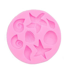 Silicone Mermaid Tail Fondant Soap Molds Seashell Sea Shell Starfish Chocolate Candy Sugarcraft Cake Decorating Polymer Clay Mold Tools. (Sea Shells Square)