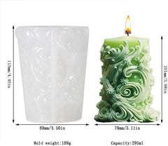 RKPM HOMES Wonderful World Spiral Pattern Candle Mold I 3D Snowflake Carved Circular Cylindrical Silicone Epoxy Mould I for DIY Handmade Ornament Cake Décor Aromatherapy Soap Resin Art Craft (240)