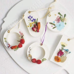 RKPM HOMES Aromatherapy Wax Mold I Silicone Fondant Mould with Hanging Hole I Dried Flowers Resin Soap Clay Craft Jewelry Making Molds DIY Pendant Bookmark Necklace I Grey - 6 Cavity (2 Different)
