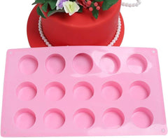 RKPM HOMES Mini Round Shape Chocolate Mould Tray I 3D Fondant Cylinder Column Silicone Candy Mold I for Handmade DIY Jelly, Cakes Dessert, Pastry, Muffin Cookies, Cupcake, Decoration Tools – 15 Cavity