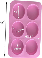RKPM HOMES 6 Cavities Silicone Soap Molds, Homemade Soap Making Chocolate Baking Molds (6 Oval Soap Bar Mold)