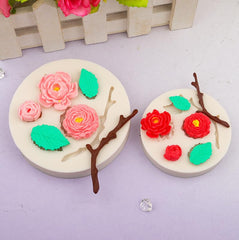 RKPM HOMES Rose Leaf Stick Shape Chocolate Mold I 3D Fondant Round Flower Leaves Candy Mould I Tray for DIY Homemade Cake Décor Cupcake Topper Donut Polymer Clay Soap Resin Art Crafts (Small)
