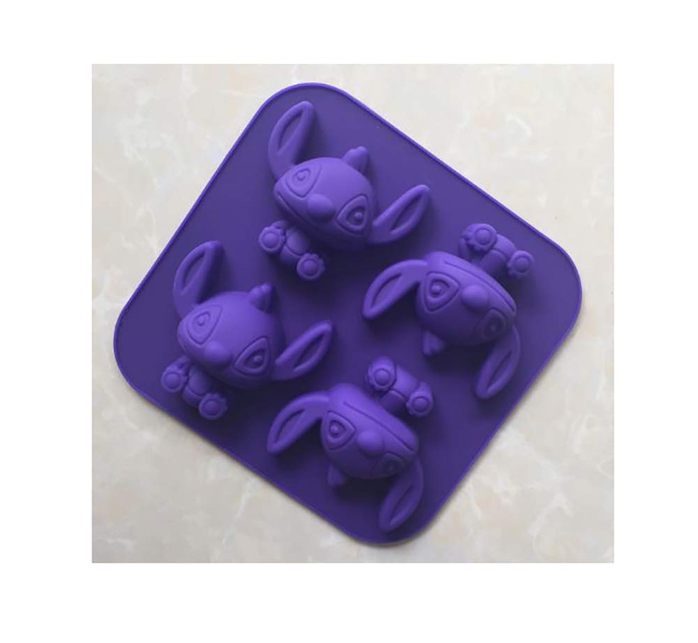 RKPM HOMES Cute 4 Hole Cartoon Stitch Star Baby Silicone Mould Tool (Size 14.5 x 14 x 3 cm)