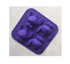 RKPM HOMES Cute 4 Hole Cartoon Stitch Star Baby Silicone Mould Tool (Size 14.5 x 14 x 3 cm)