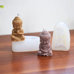 RKPM HOMES Namaste & Yoga Buddha Shape Candle Molds I 3D Fondant Pillar Silicone Wax Mould I for Handmade Ornament Aromatherapy Plaster, Soap, Clay, Resin Epoxy Casting, Art Craft Making Tools - 2Pcs