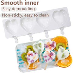 RKPM HOMES 4 Cavity Heart Shape Lollipop Silicone Candy Mold Silicon Chocolate Lollipop Moulds (4 Cavity Heart Candy)