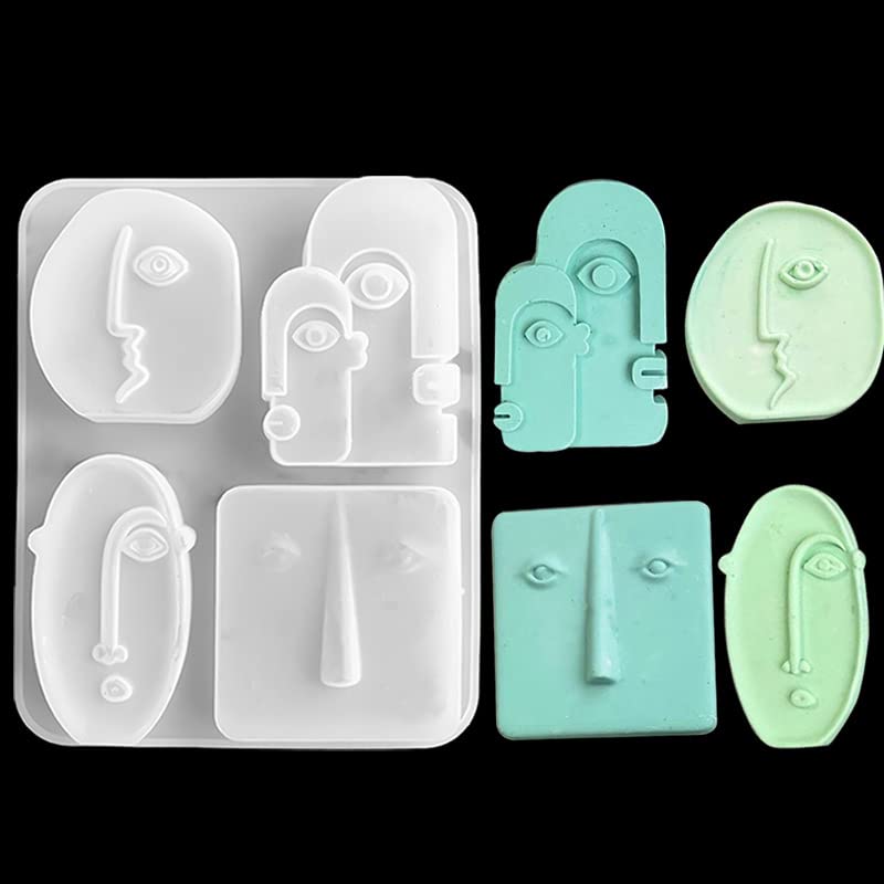 RKPM HOMES Human Face Shape Candle Molds I 3D Fondant Silicone Wax Mould I for Handmade Ornament Candles Aromatherapy Plaster, Soap, Clay, Resin Casting, Art Craft Gift Making Tools – 4 Pcs