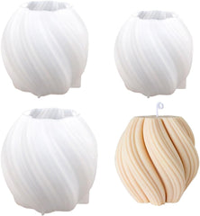 RKPM HOMES Wave Twisted Candle Mold I 3D Rotated Irregular Abstract Geometric Pillar Silicone Wax Mould I for DIY Handmade Ornament, Cake Décor, Aromatherapy, Soap, Resin Art Craft Making (3 Pcs)