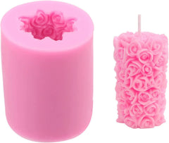 RKPM HOMES Cylinder Rose Flower Candle Mold I Fondant Silicone Scented Wax Mould I Succulent Molds | Handmade Candles Making | for Mousse Dessert Soap Cake DIY Decorating