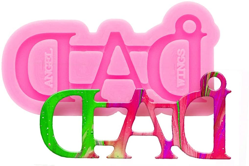 RKPM HOMES Keychain Mold | Silicone Dad Mould with Hole | 3D DIY Written Molds | Baking Tools for Cake Chocolate Candy Mousse Dessert Ice Jelly Soap Pudding Luggage Tag Earrings Cake Topper – 1 Pcs