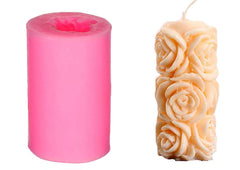 RKPM HOMES Flower Shape Cylindrical Silicone 3D Beeswax Candle Mold - Multicolour