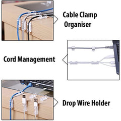 RKPM HOMES Cable Clips Organizer Self-Adhesive Drop Wire Holder Cord Management Clip (Black 20)