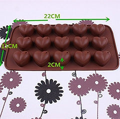 RKPM Silicone Heart Shape Chocolate Jelly Candy Mold, Cake Baking Mold, 15-Cavity Bakeware Mould, Brown