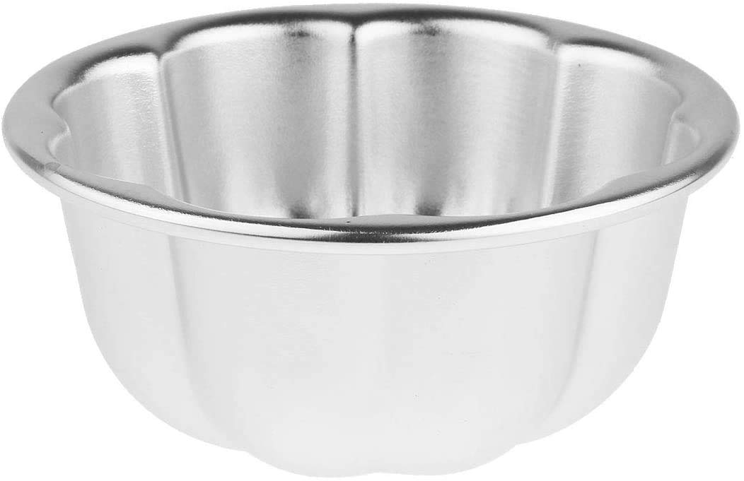 RKPM HOMES 2 Pcs Flower Shape Egg Tart Molds Nonstick Aluminum Alloy Pudding Pan Cupcake Muffin Cups DIY Cake Tartlets Baking Tool Silver SS Size :9.2 CM X 4.5 CM
