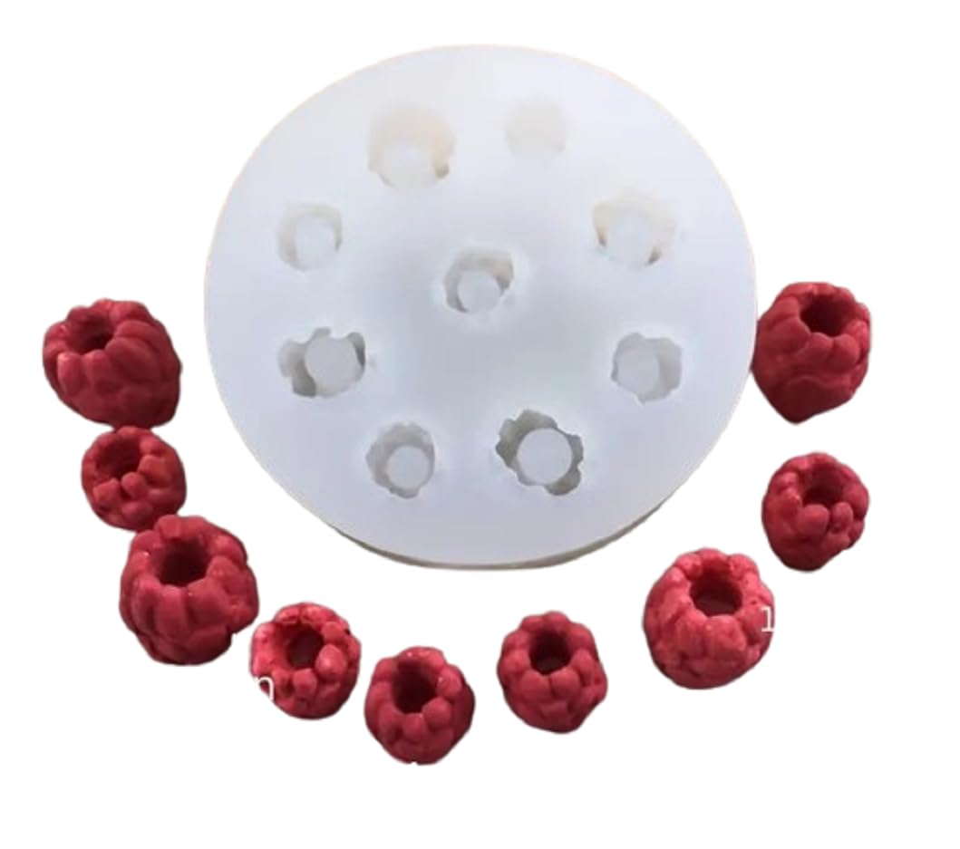 RKPM HOMES Blueberry and Raspberry Chocolate Mold I 3D Mini Fruits Berry Silicone Casting Cupcake Mould I for DIY Cake Decor, Polymer Clay, Candy, Cookies, Muffin, Soap Resin Art Crafts (9 Cavity)