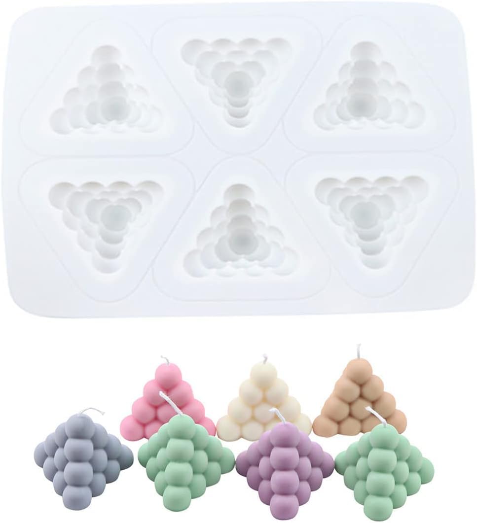 RKPM HOMES Bubble Pyramid Candle Mold I 3D Round Fondant Boho Style Silicone Wax Mould I Succulent Molds for DIY Handmade Aromatherapy, Ornament, Cake Décor, Soap Resin Art Craft Making – 6 Cavity