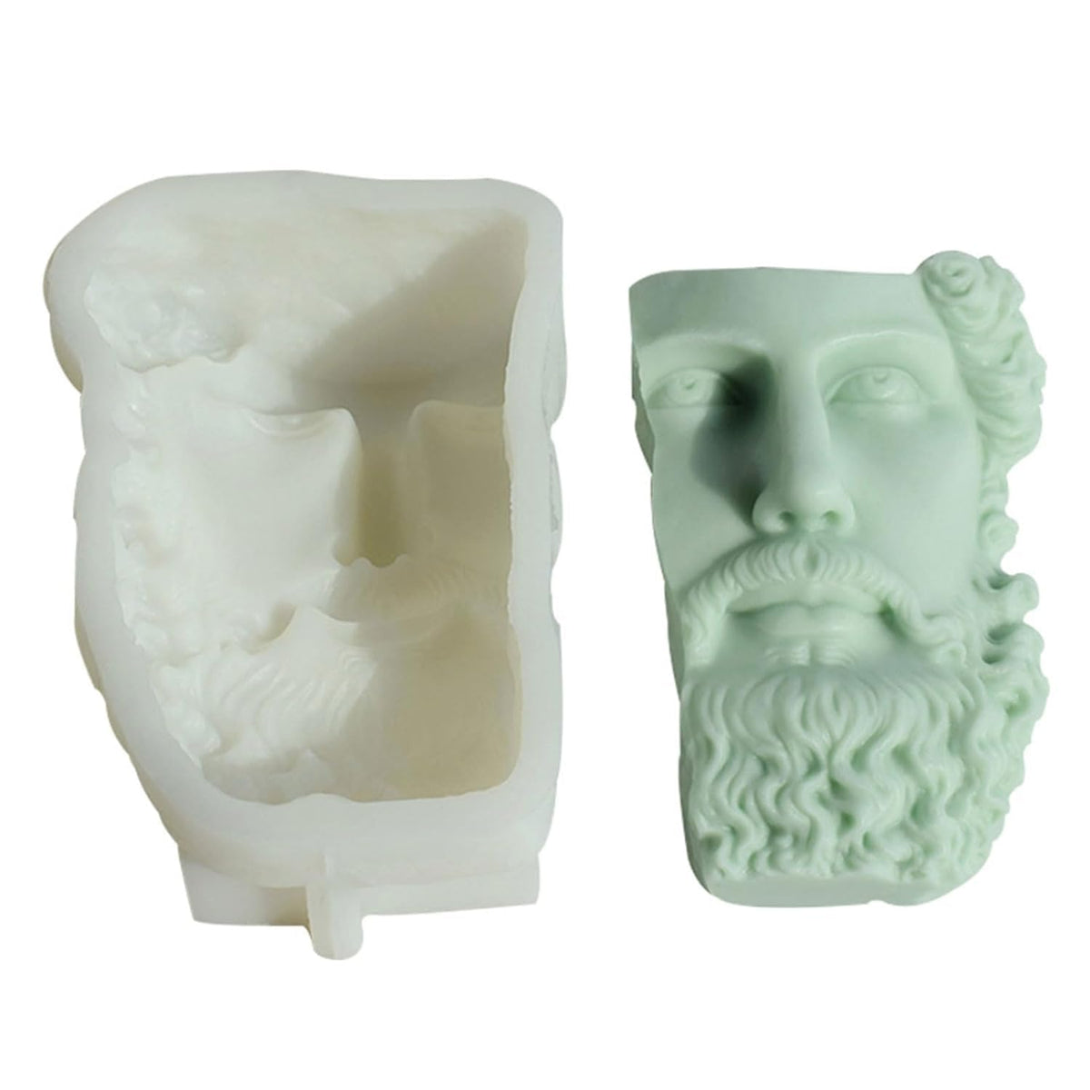 RKPM HOMES Body Shape Candle Molds I 3D Half Face David Head Abstract Sculpture Statue Mould I for DIY Handmade Ornament Aromatherapy Clay Resin Casting Art Craft Making Soap Home Party Decoration (B)