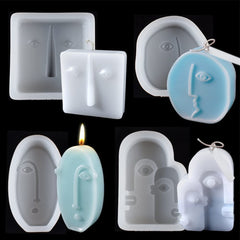 RKPM HOMES Human Face Shape Candle Molds I 3D Fondant Silicone Wax Mould I for Handmade Ornament Candles Aromatherapy Plaster, Soap, Clay, Resin Casting, Art Craft Gift Making Tools – 4 Pcs