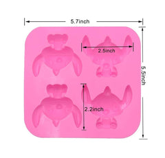 RKPM HOMES Cute 4 Hole Cartoon Stitch Star Baby Silicone Mould Tool (Size 14.5 x 14 x 3 cm)