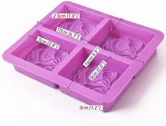 RKPM HOMES Soaps Molds | Silicone Square Shape Mould with Ocean Wave Pattern | Handmade Sharp Edges Soap Making Forms | 3D Moulds for Cake Chocolate Candy Ice Jelly Brownie Dessert - 4 Cavity