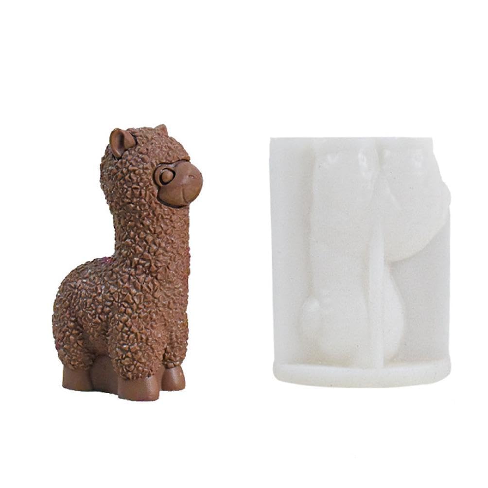RKPM HOMES Animal Candle Mold I 3D Fondant Alpaca Shape Silicone Scented Sculpture Mould I for Handmade Ornament Aromatherapy Cake Décor Soap Soy Wax Resin Arts Craft Making Home Desktop Decoration (Large)