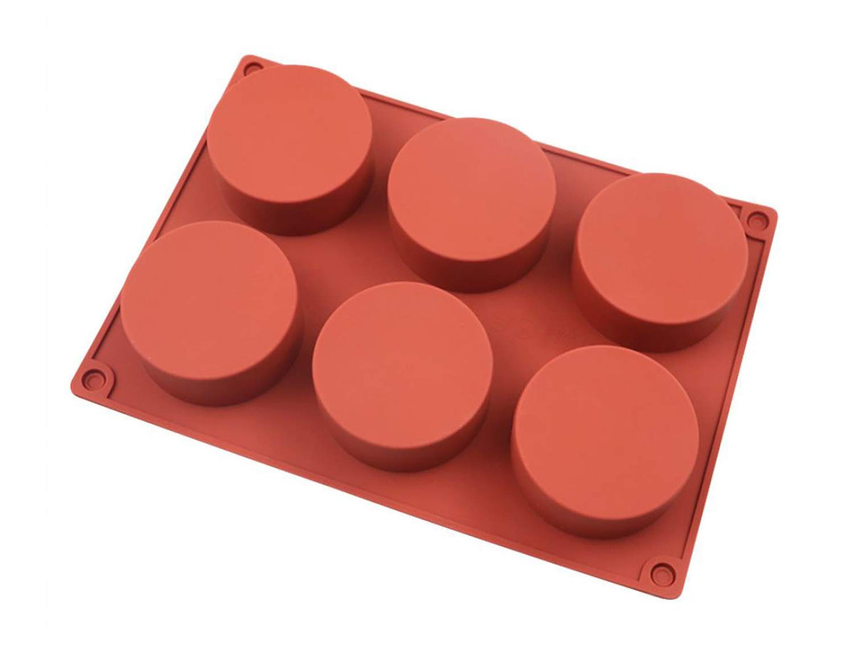 RKPM HOMES 6-Cavity Large Round Silicone Disc Cake Mold Non-Stick Baking Molds Cake, Candy, Soap (6 Cavity Disc Round Mold Small)