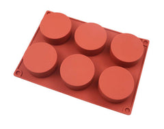 RKPM HOMES 6-Cavity Large Round Silicone Disc Cake Mold Non-Stick Baking Molds Cake, Candy, Soap (6 Cavity Disc Round Mold Small)