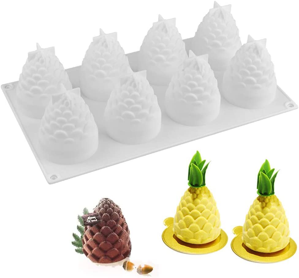 RKPM HOMES Pinecone Shape Chocolate Mould I 3D DIY Fondant Silicone Candy Mold I Baking Tools for Cake Chocolate Candy Ice Jelly Soap I Cake Baking Moulds I Bakeware Molds I 8 Cavity – White