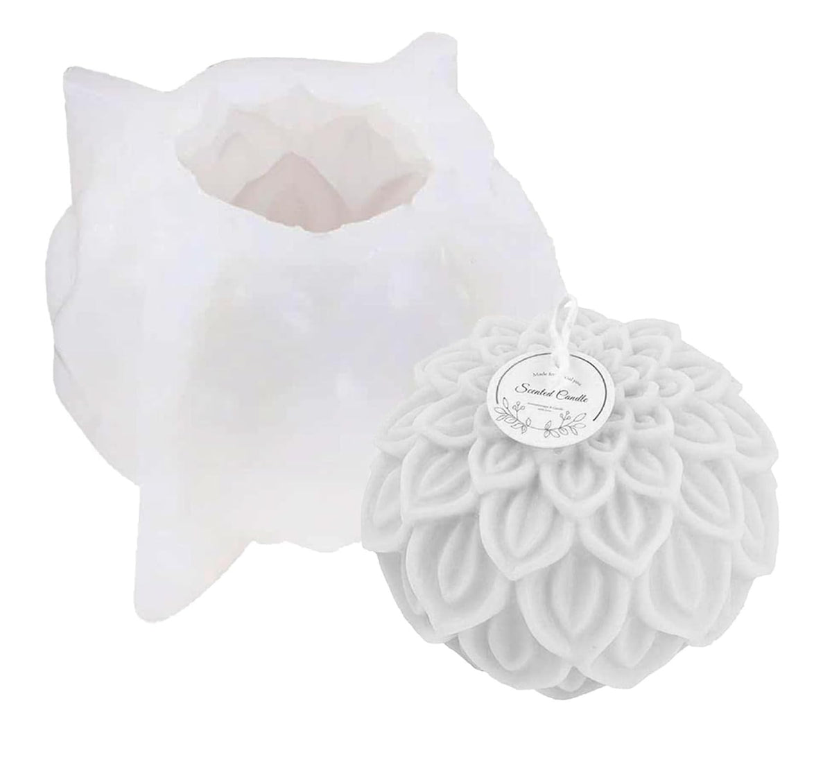 RKPM HOMES Lotus Petal Ball Candle Mold I 3D Fondant Round Flowers Peony Silicone Scented Wax Mould I Succulent Molds for DIY Handmade Ornament Cake Décor Aromatherapy Soap Resin Art Craft Home Décor