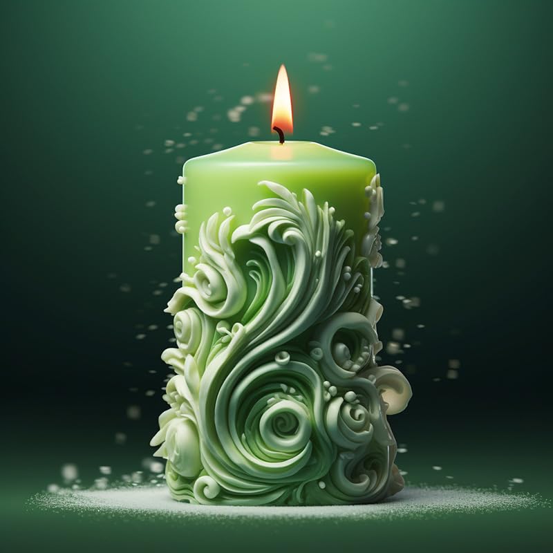 RKPM HOMES Wonderful World Spiral Pattern Candle Mold I 3D Snowflake Carved Circular Cylindrical Silicone Epoxy Mould I for DIY Handmade Ornament Cake Décor Aromatherapy Soap Resin Art Craft (239)