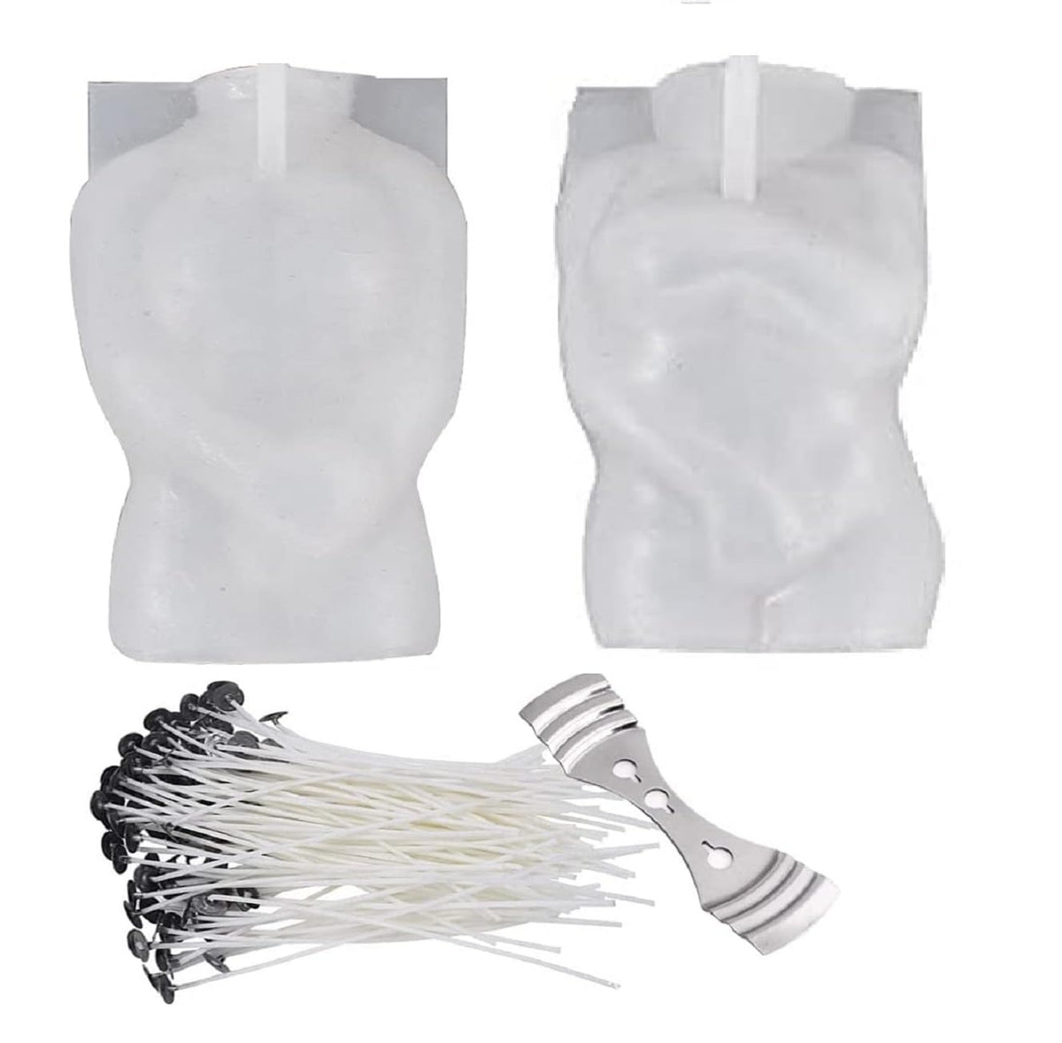 RKPM HOMES Candle Molds with 50 Candle Wicks & Holder I Body Shape 3D Silicone Wax Mould I for Handmade Aromatherapy Plaster, Soap, Clay, Resin Casting, Art Craft Making (Muscle Man with Female)