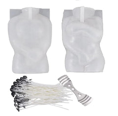 RKPM HOMES Candle Molds with 50 Candle Wicks & Holder I Body Shape 3D Silicone Wax Mould I for Handmade Aromatherapy Plaster, Soap, Clay, Resin Casting, Art Craft Making (Muscle Man with Female)