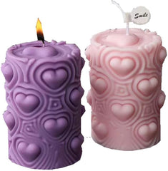RKPM HOMES Heart Shape Candle Mold I 3D Love Column Geometric Cylindrical Pillar Silicone Epoxy Mould I for DIY Handmade Ornament Chocolate Cake Décor Aromatherapy Soap Resin Art Craft Home Decoration