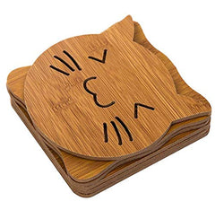 RKPM Hollow Wooden Coasters Kitchen Cutlery Thick Anti-Scalding Insulation Mat Placemats Non-Slip Pot Dish Mat 6 Pcs Kitten