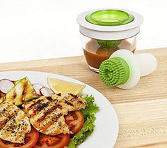RKPM HOMES Chef's Basting Set Silicone Oil Brush Dispenser Glass Bowl Container Set for Cooking, BBQ, Baking and Grilling, Green