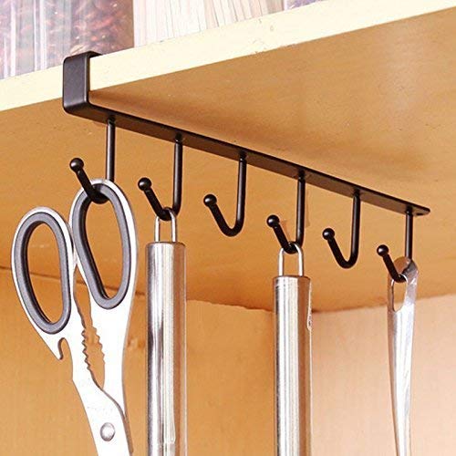 RKPM HOMES Mug Cups Wine Glasses Storage Hooks Kitchen Utensil Ties Belts and Scarf Hanging Hook Rack Holder Under Cabinet Closet without Drilling - Black (Accessory are Not Include)
