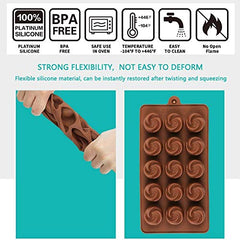 RKPM HOMES Silicone Chocolate Mold Candy Mold Jelly Ice Cube Tray Muffin Sugar Craft Fondant Mold Mould Cake Decorating Tools (15 Rose Swirls Silicone Mold)