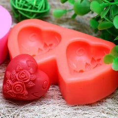 RKPM HOMES Heart- Love Shape Salt Rose Mould | Silicone 3D Fondant Candy Mold | Baking Tools for Cake Chocolate Candy Mousse Dessert Ice Jelly Soap | for Love Once, Valentine Day Special - 2 Cavity