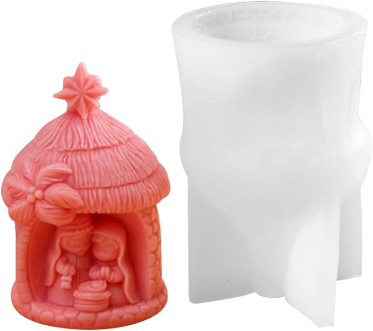 RKPM HOMES Jesus Candle Mold I Nativity Scene House & Family Silicone Scented Wax Mould I Succulent Molds for Handmade Ornament Aromatherapy Soap, Clay, Resin Epoxy Casting, Art Craft Making (Style 1)