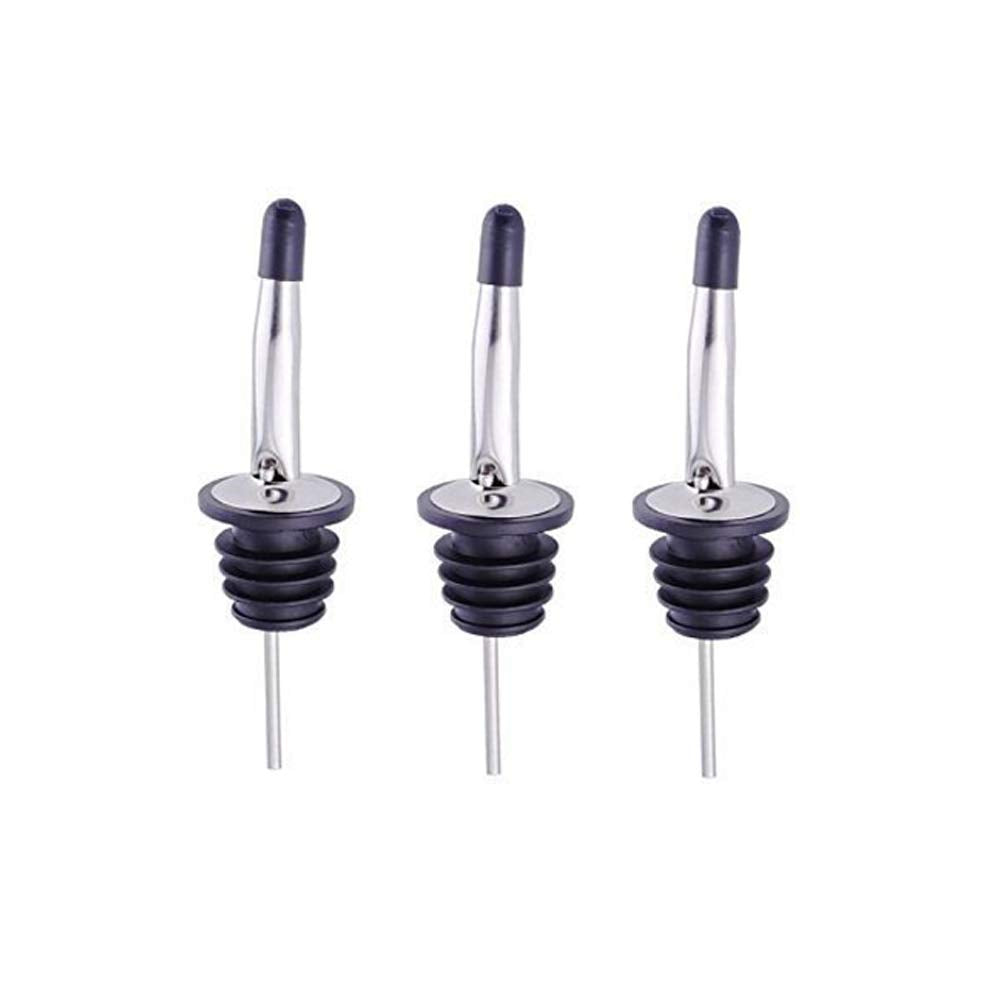 RKPM HOMES™ Stainless Steel Classic Bottle Pourers Tapered Spout - Oil Spout for Olive Oil Pour Set Bottle Spout and Wine Pour Liquor Pourers with Rubber Dust Caps Covers - 3 Pcs