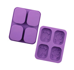 RKPM HOMES Silicone Cake Baking Pan Jelly Pudding Mousse Mould Nautical Handmade Cloud Cold Process Soap Mold (3D 4 Cavity Mickey Shape Cartoon Mold
